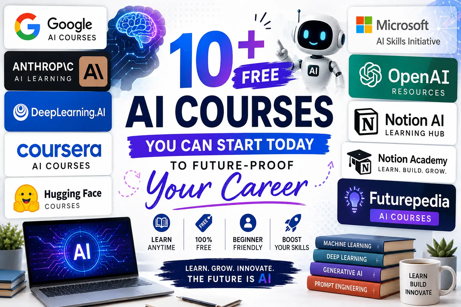 10+ Free AI Courses You Can Start Today to Future-Proof Your Career