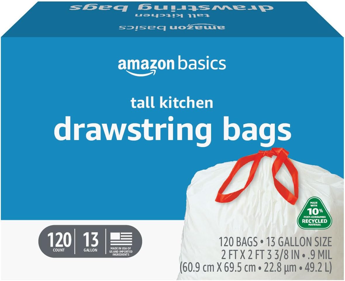 Amazon Basics Trash Bags 13 Gallon 120 Count Only for $19.24