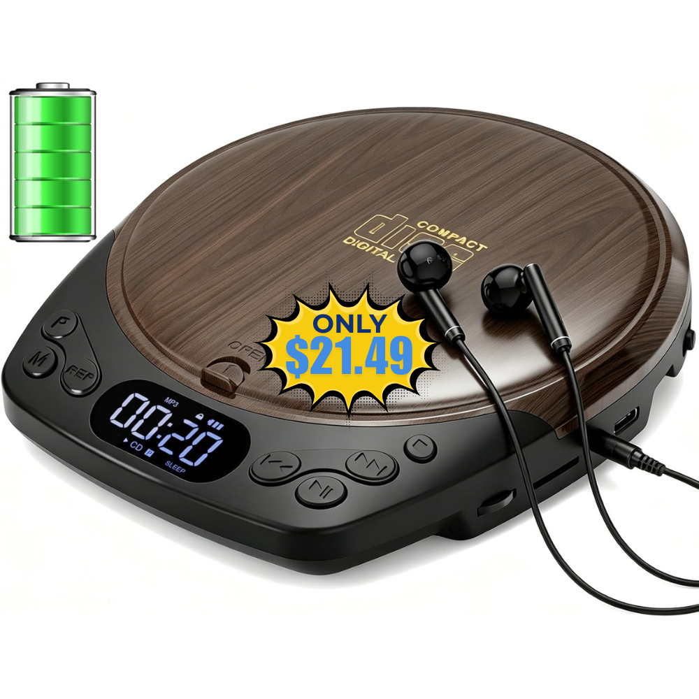 Rechargeable Discman CD Player Promo: Save with Code 8JLWCHZF