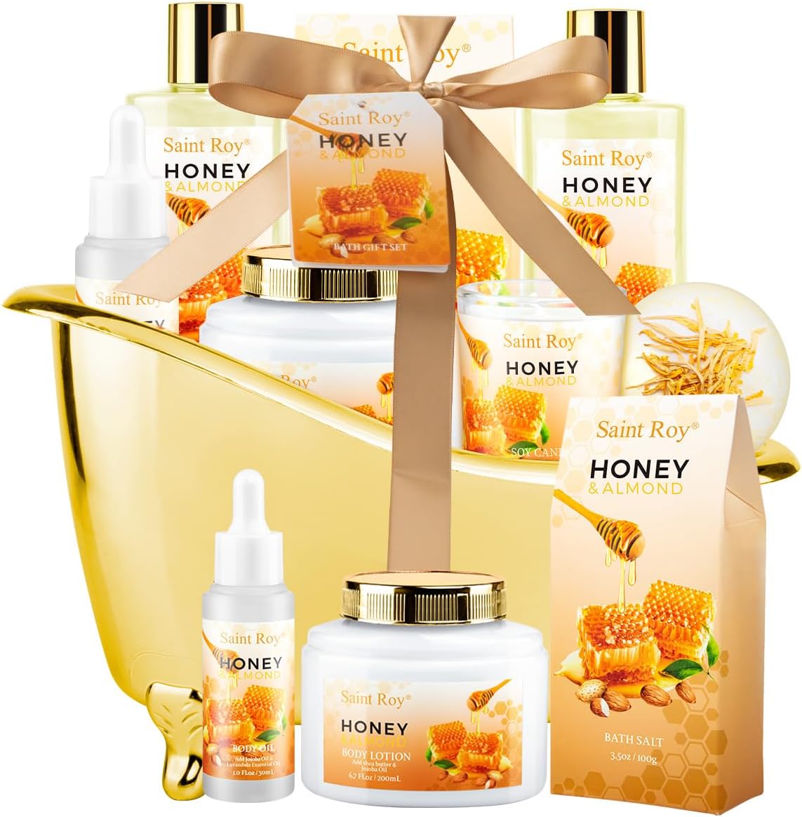Mothers Day Birthday Spa Gifts for Women, 8pcs Honey Almond Bath Gift Set for $25.69 (10% Off) at Amazon