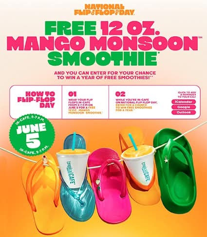 Tropical Smoothie Cafe: Free Mango Monsoon Smoothie on June 5th!
