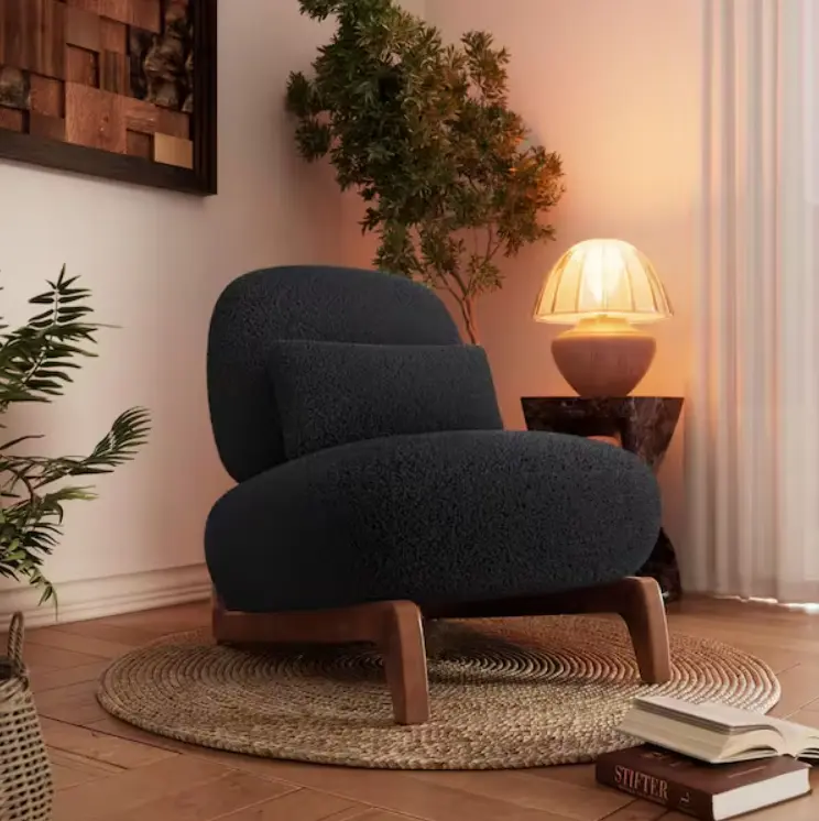 Morden Fort Black Sherpa Boucle Armless Accent Chair Deal at Home Depot: Save $…