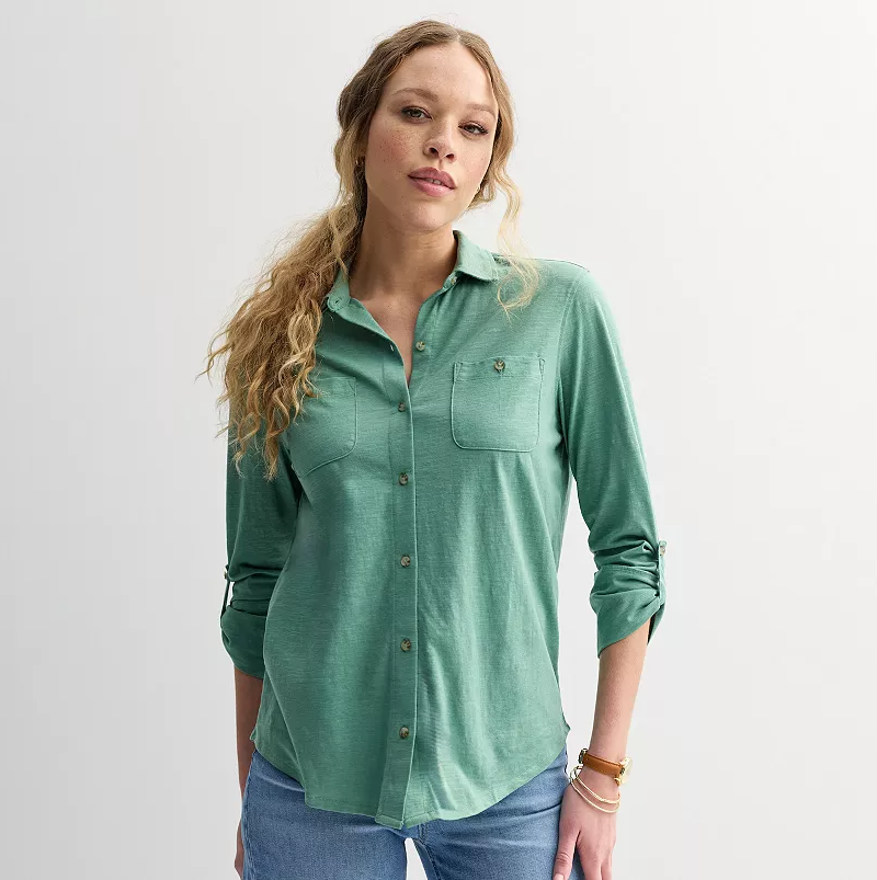 Women’s Sonoma Goods For Life Button Down Knit Top Deal: Save 53% at Kohl’s