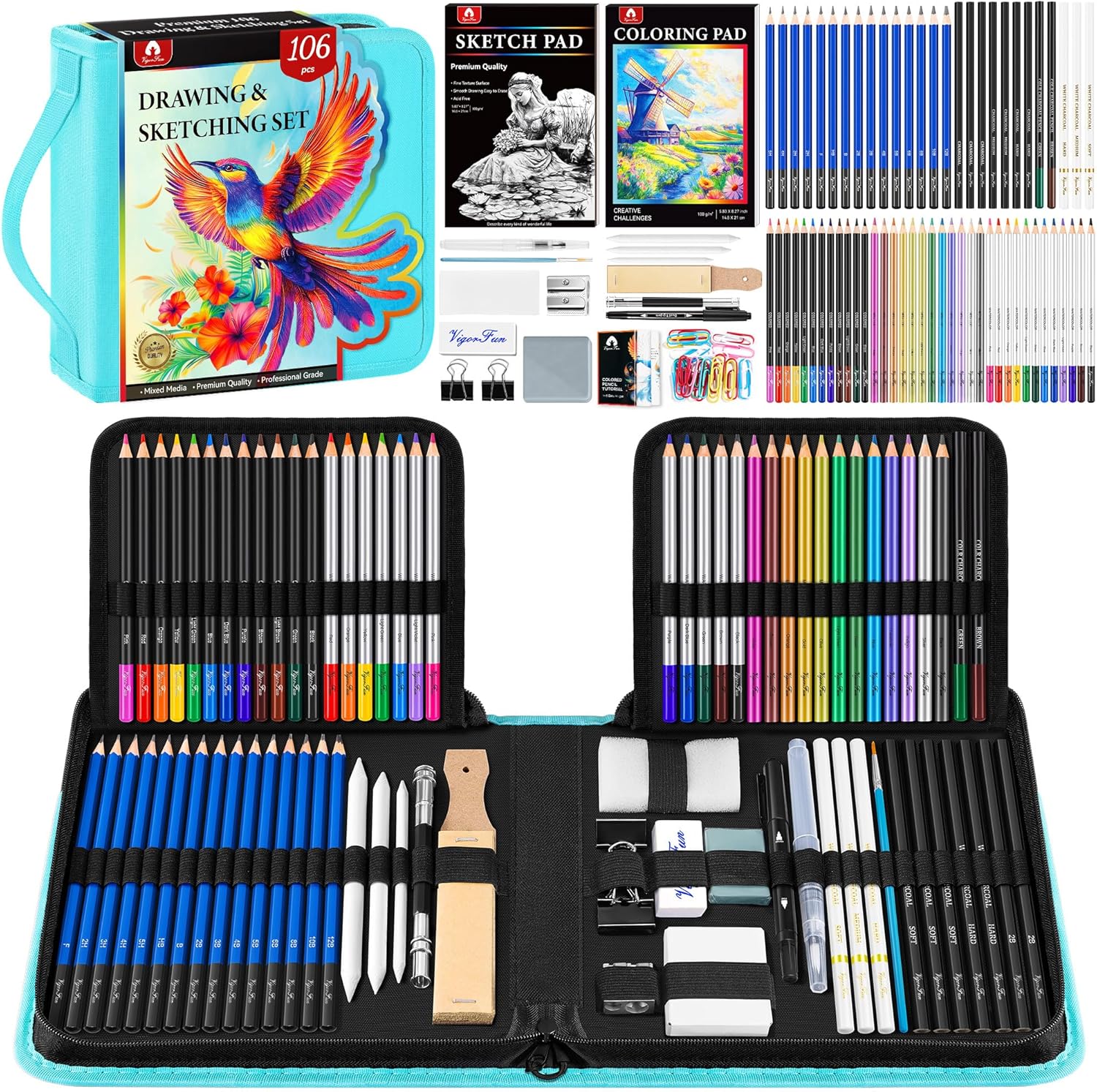 106 PCS Art Supplies Sketching Kit, Pro Drawing Pencils with deal at Amazon