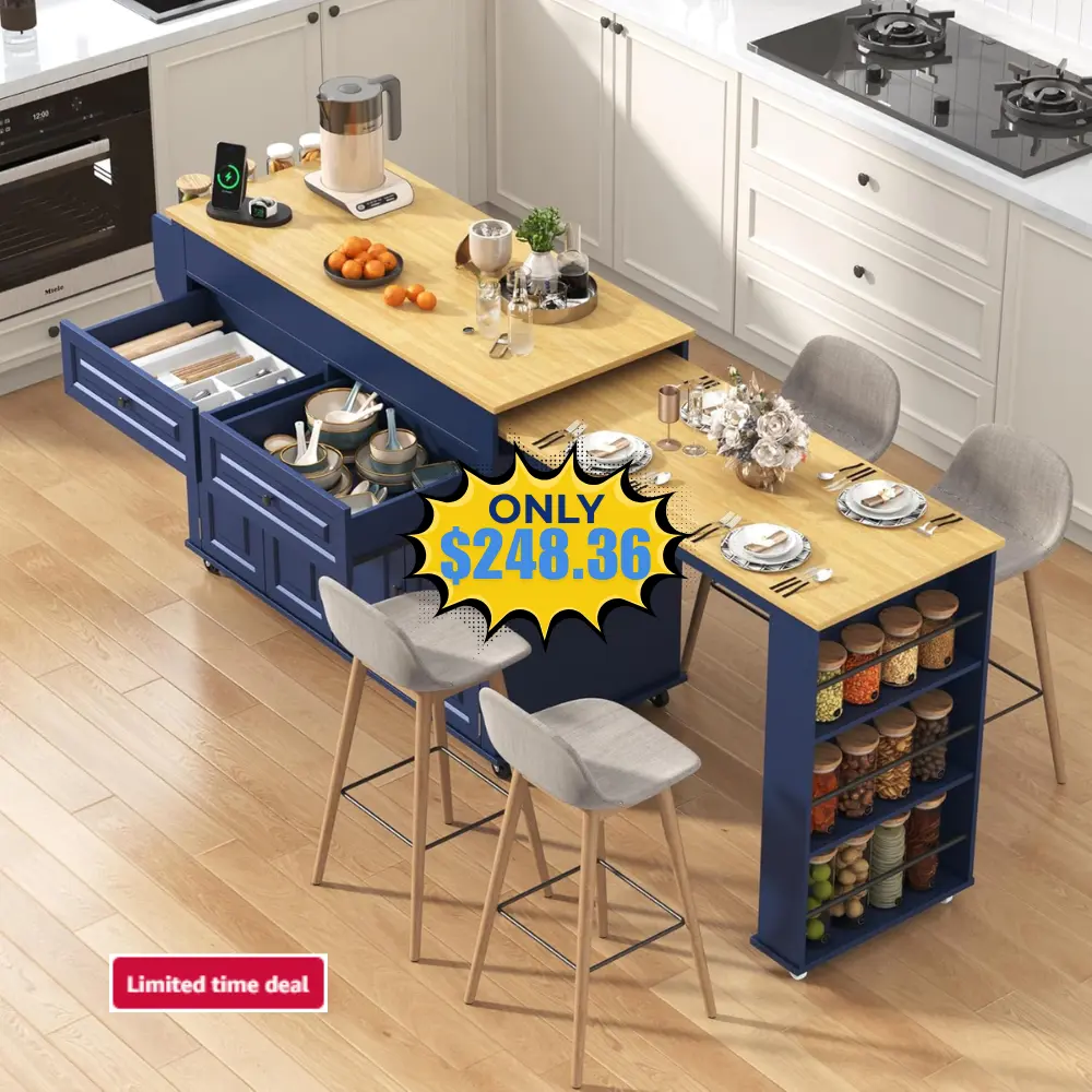 80″-48″ Extendable Kitchen Island Deal: Save 10%