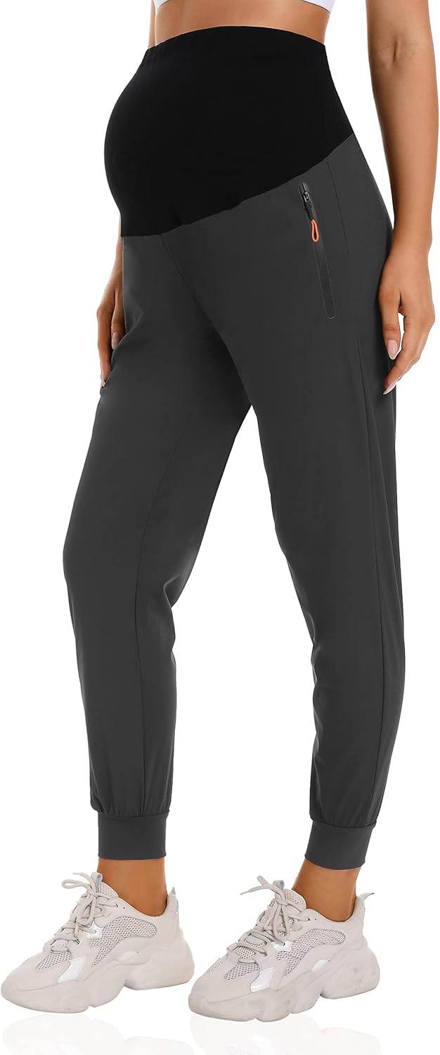 Foucome Women’s Maternity Joggers Quick Dry Zipper Pockets Scrub Pants Pregnancy for $25.19 at Amazon