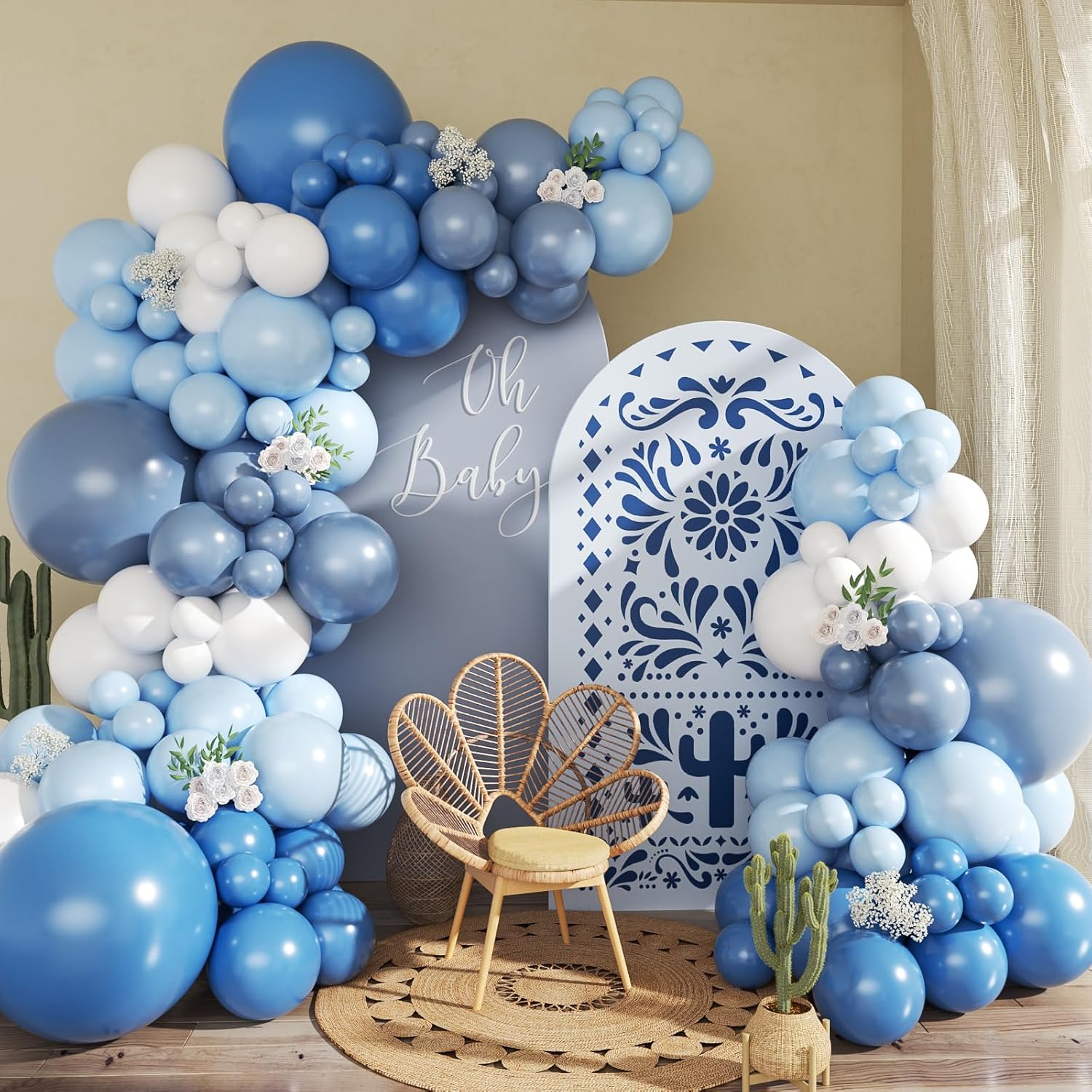 CROSSFINGERS Dusty Blue Balloon Arch Kit,145pcs Denim Light  deal at Amazon