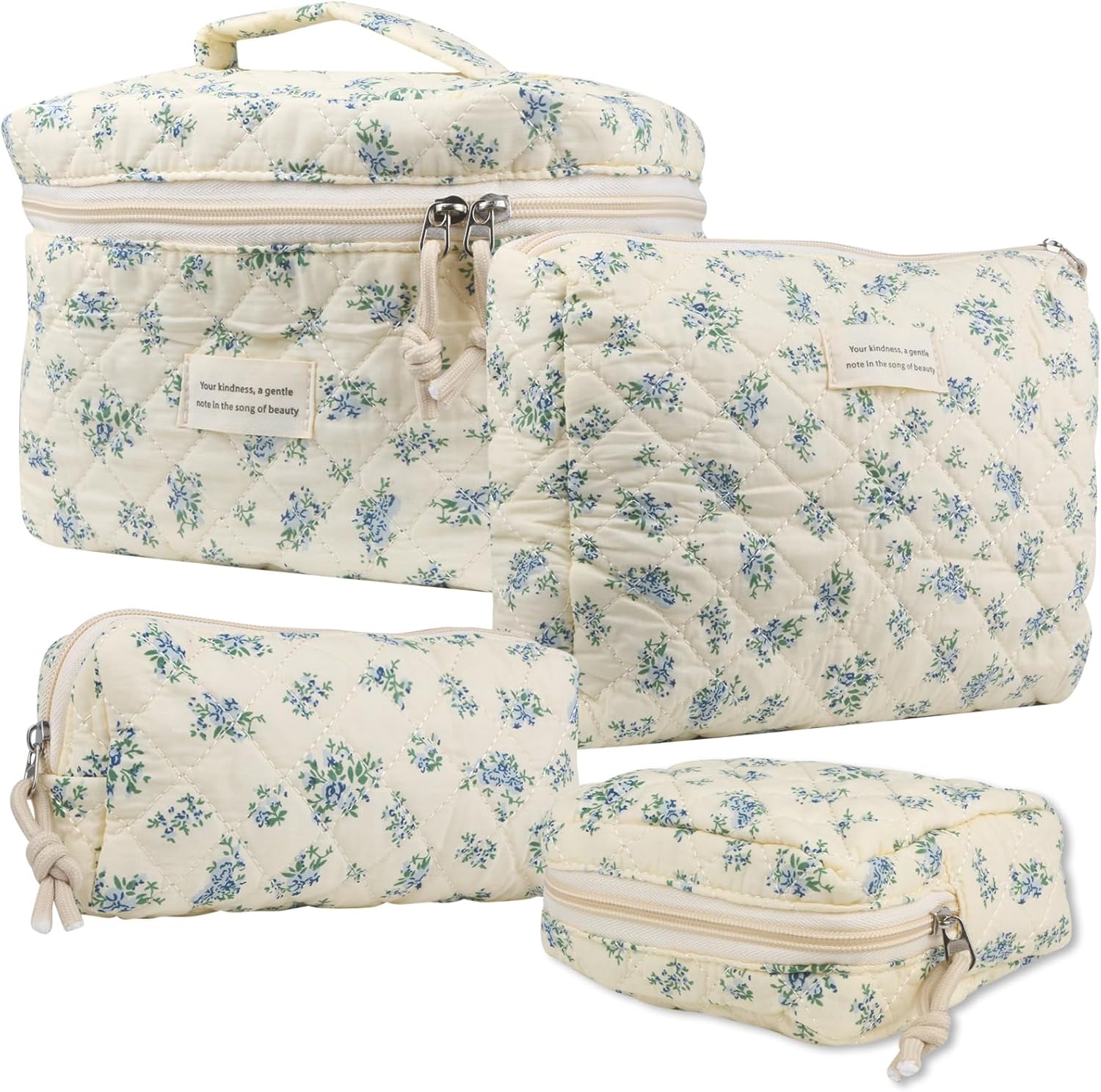 VIWIME Makeup Cosmetic Bag, Large Cotton Quilted Travel Coqu deal at Amazon