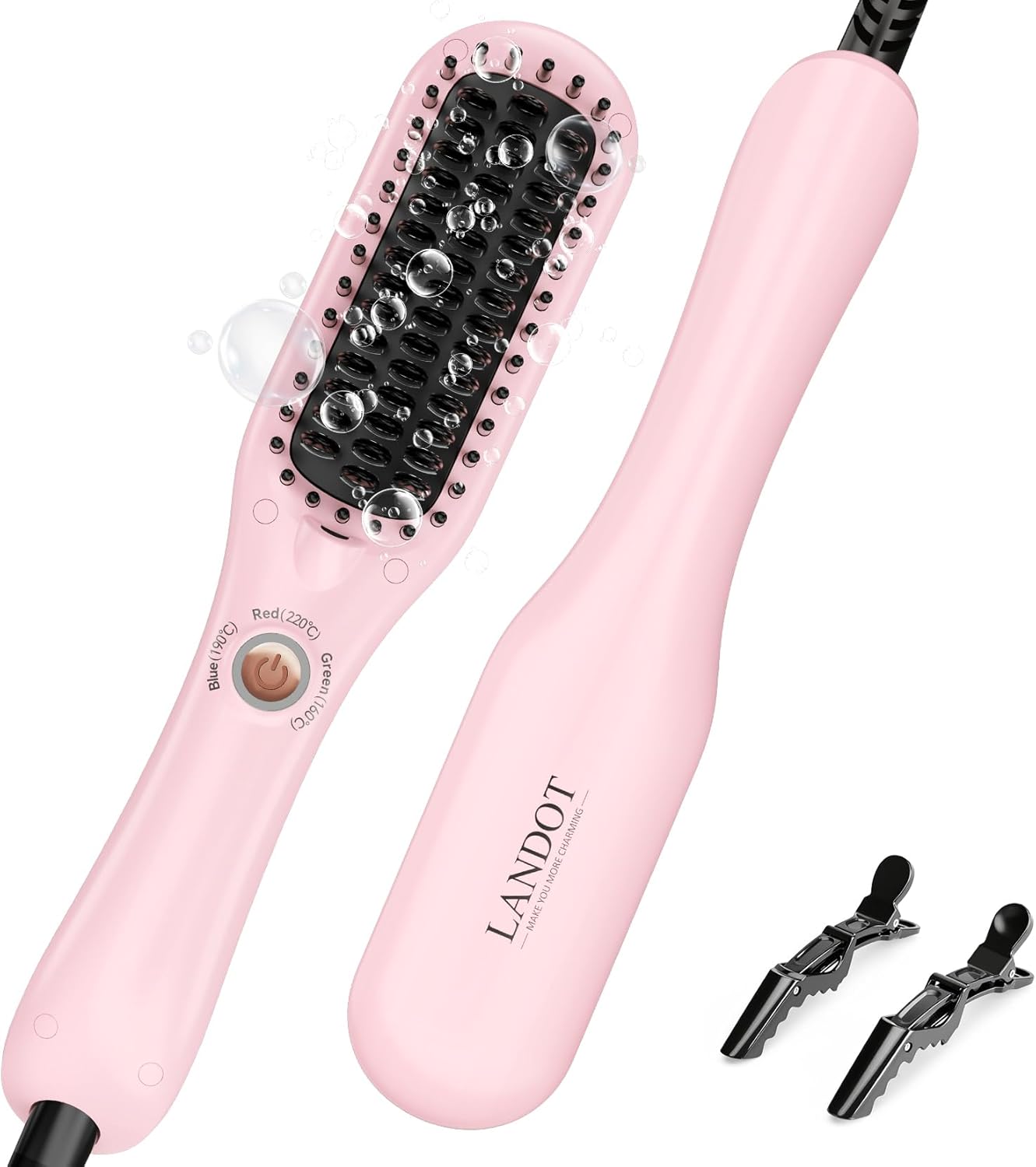 LANDOT Mini Hair Straightening Brush - Compact Heated Ionic  deal at Amazon