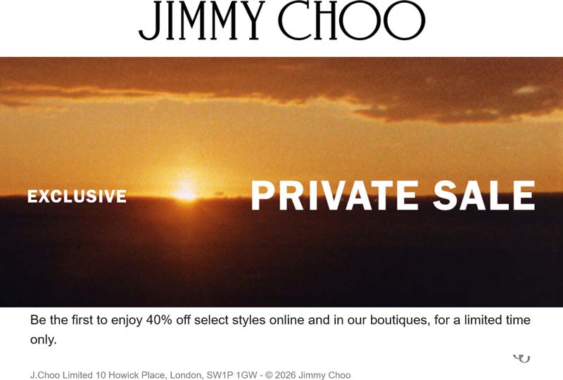 40% off various styles at Jimmy Choo, ditto online deal at Forever 21