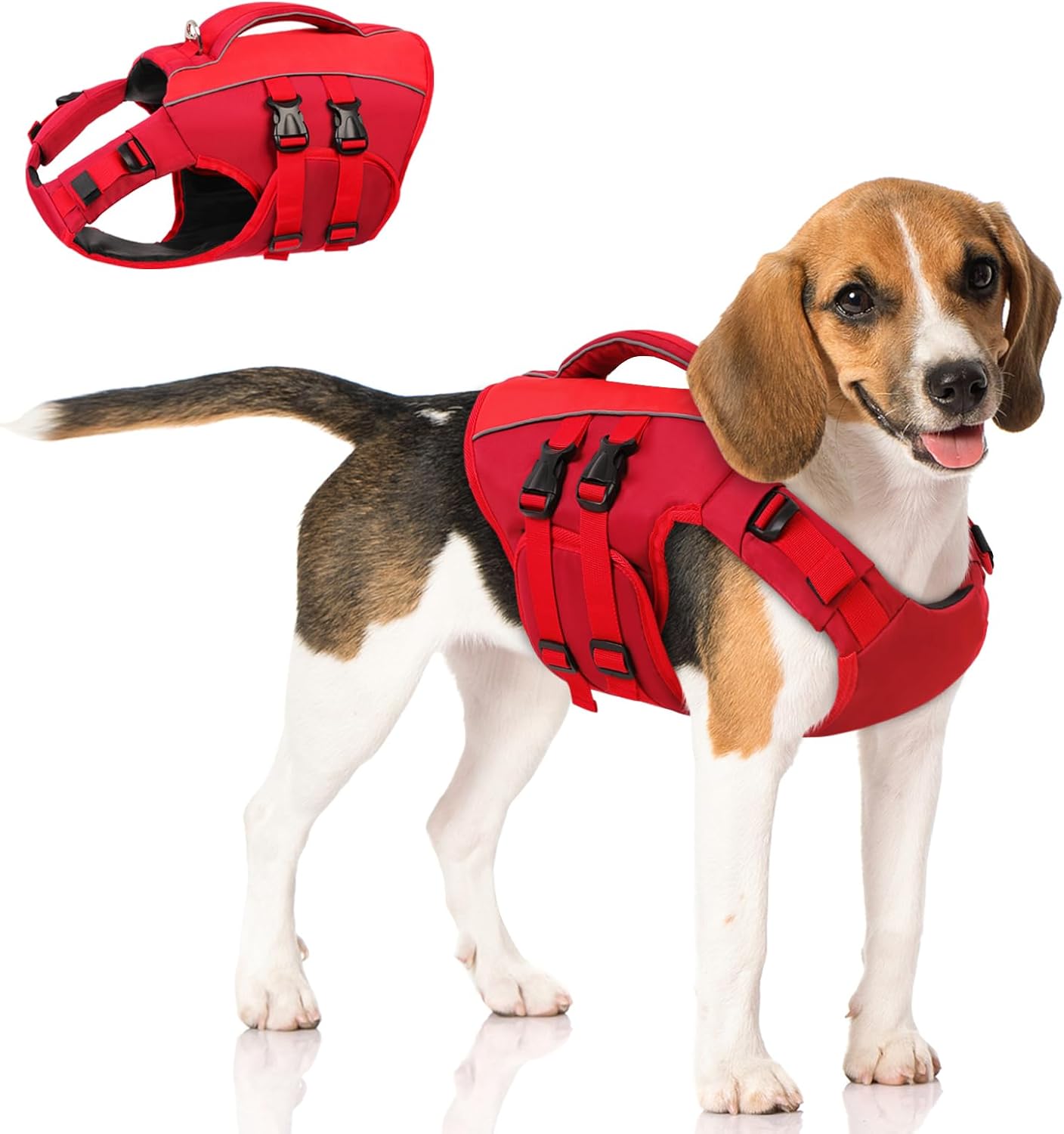 Queenmore Red Large Dog Life Vest for Swimming Boating, Adju deal at Amazon