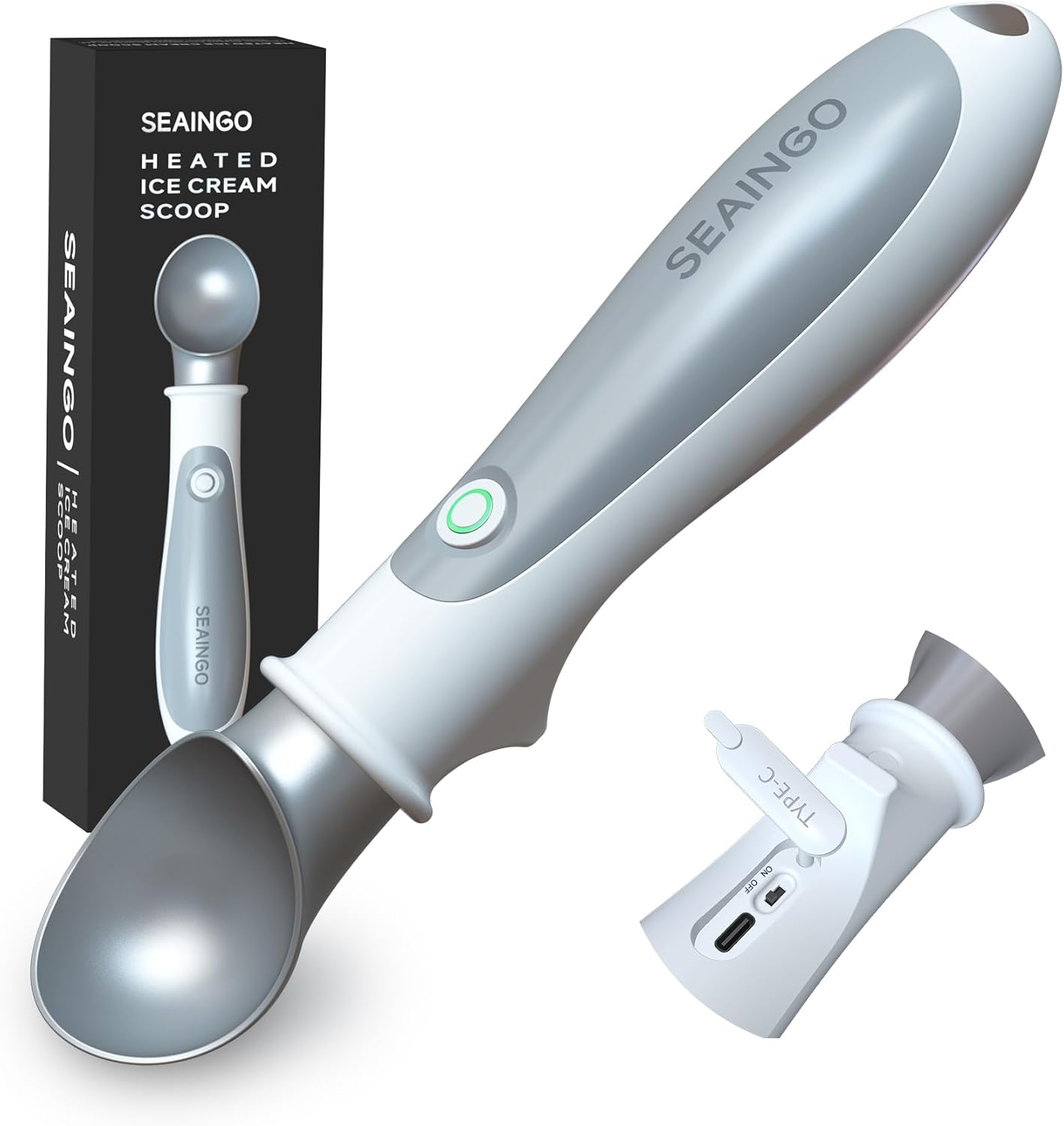 SEAINGO Heated Ice Cream Scoop - Rechargeable, ON/OFF Safety deal at Amazon