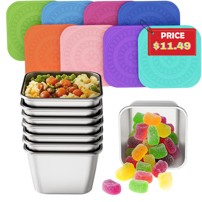 Set of 8 Stainless Steel Snack Containers Deal: Save 50%