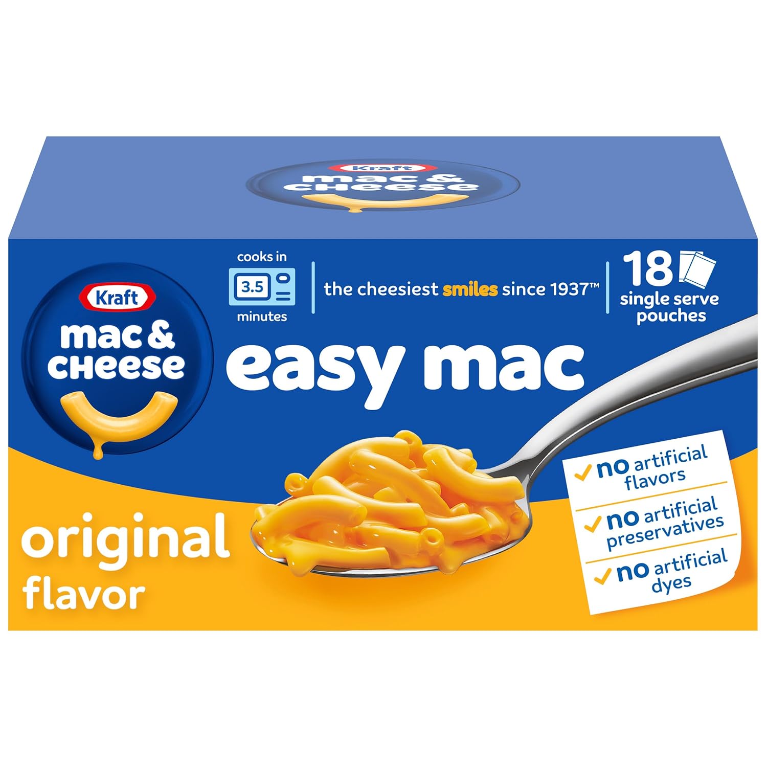 Kraft 18-Pack Easy Mac Pouches for $6.48 (19% Off) at Amazon