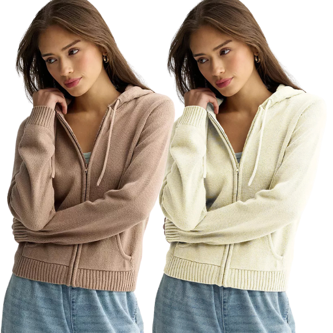 Long Sleeve Zip-Up Sweater Hoodie Deal at Kohls: Save $21.62