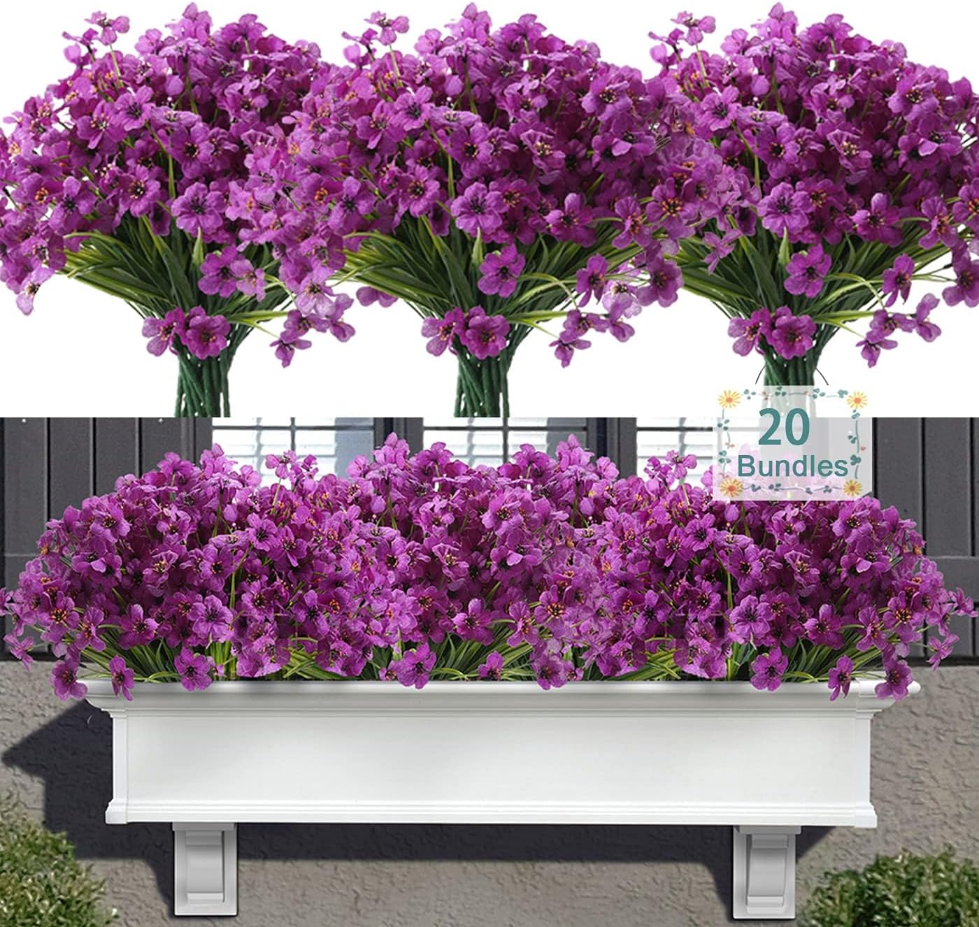 Satefello 20 Bundles Artificial Flowers for Outdoors, UV Res deal at Amazon