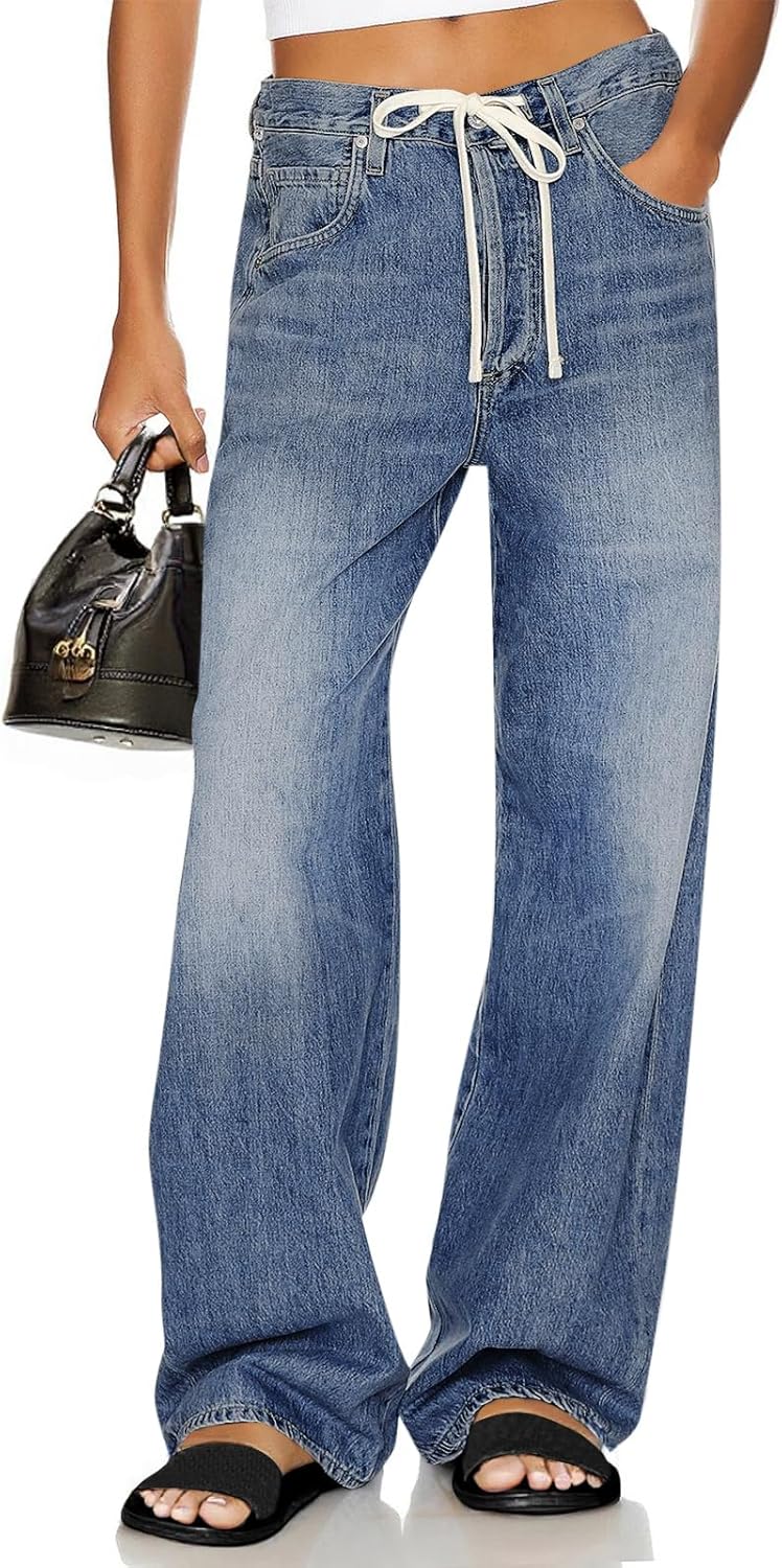 Cicy Bell Womens Wide Leg Jeans Drawstring High Waisted Bagg deal at Amazon