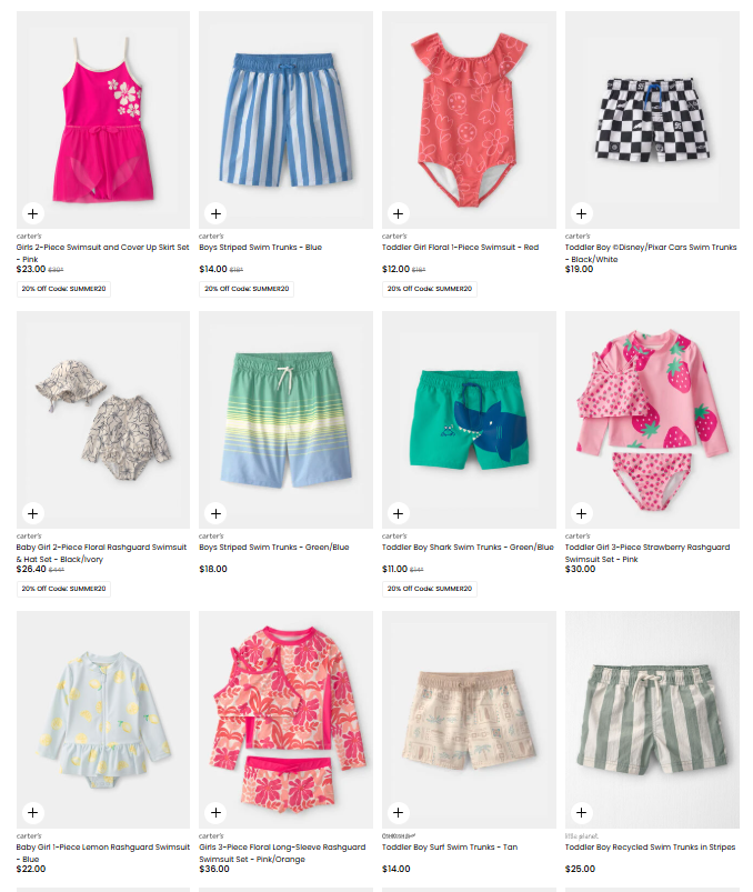 Kids’ Swimsuits Sale at Carter’s: Save $6.40