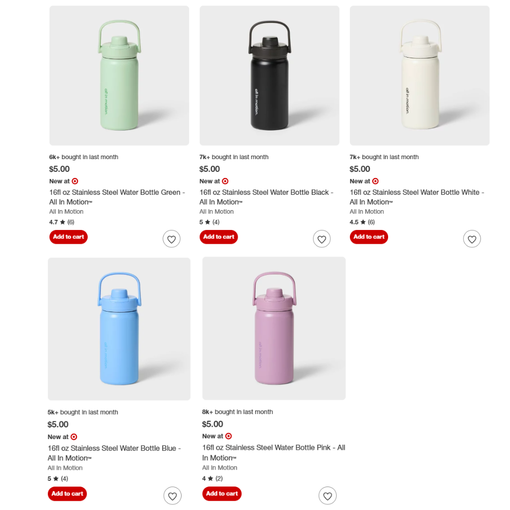 All In Motion 16fl oz Stainless Steel Water Bottle Deal at Target: $5.00