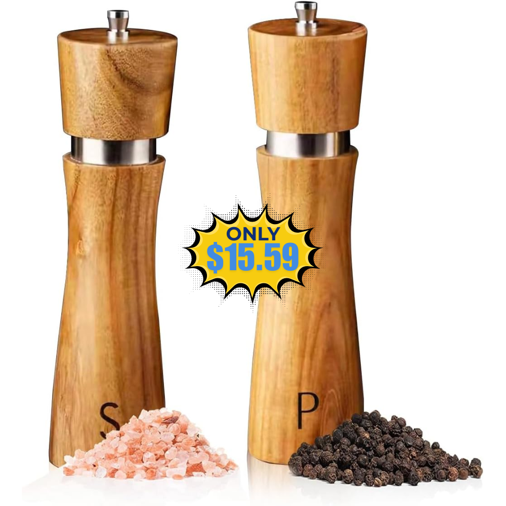 Wooden Salt and Pepper Grinder Set Promo: Save with Code 8S7IHSFJ