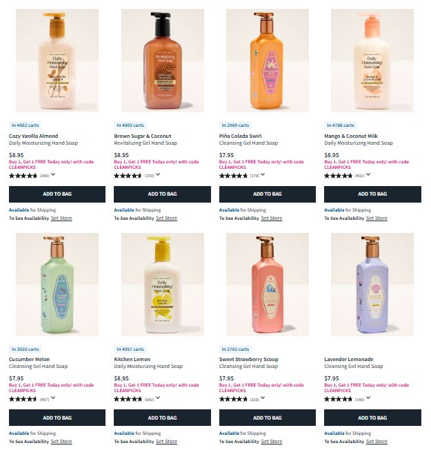 Buy 1, Get 1 FREE Hand Soaps at Bath & Body Works