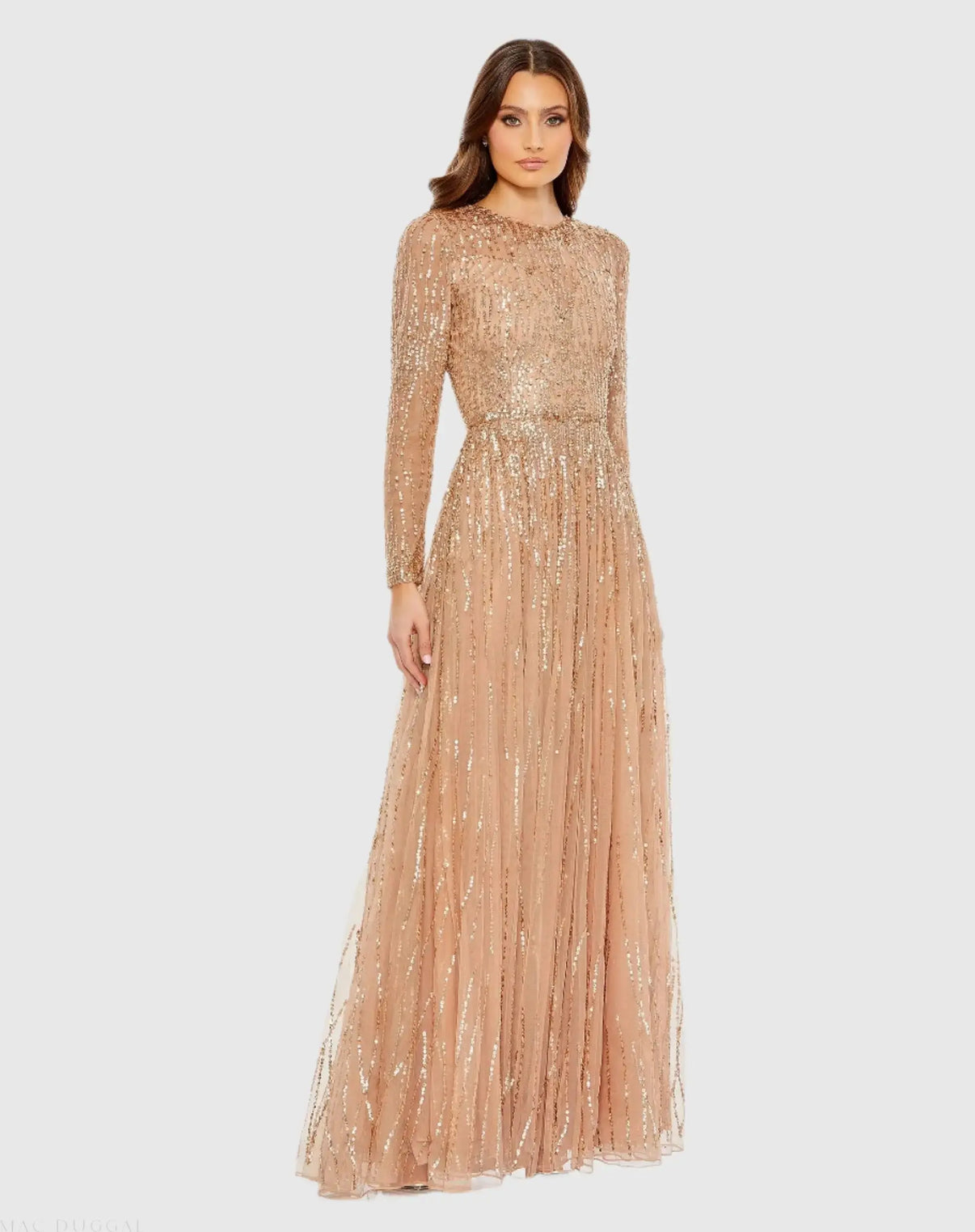 Mac Duggal Long Sleeve Embellished Gown 50% Off at TJ Maxx