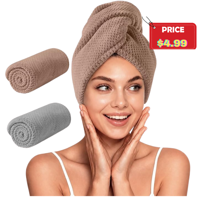 2 Pack Microfiber Hair Towel Wrap Deal: Save 50%