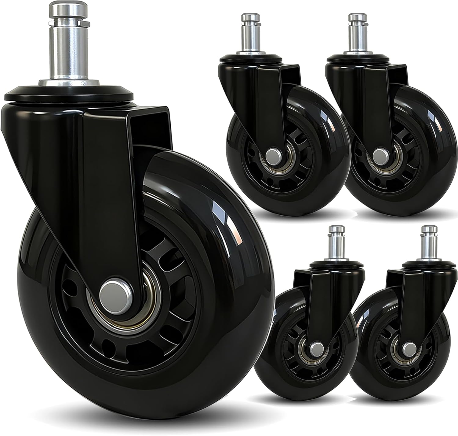 TESUMI Office Chair Wheels 3 Inch Roller Blade Rubber Chair  deal at Amazon