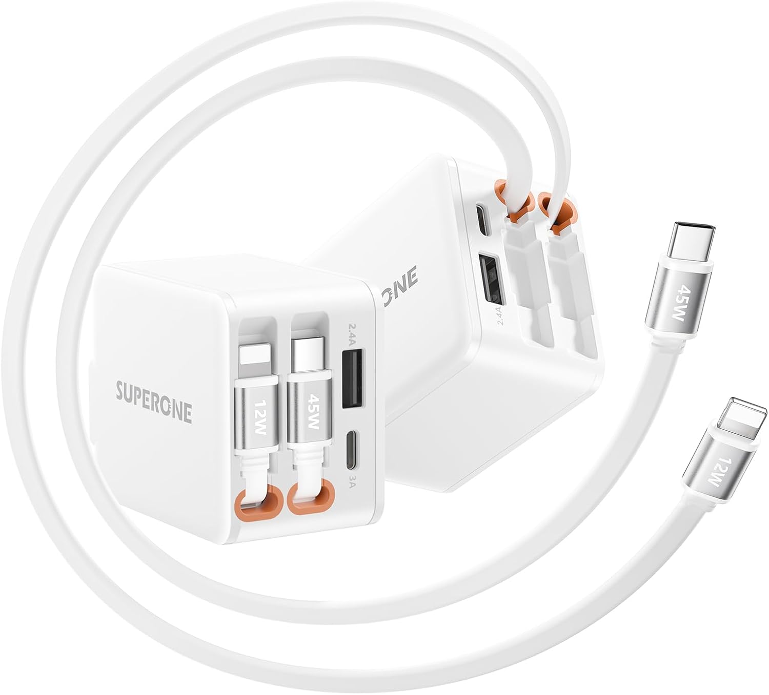 SUPERONE 84W Retractable Wall Charger with Dual Cables,4-Por deal at Amazon