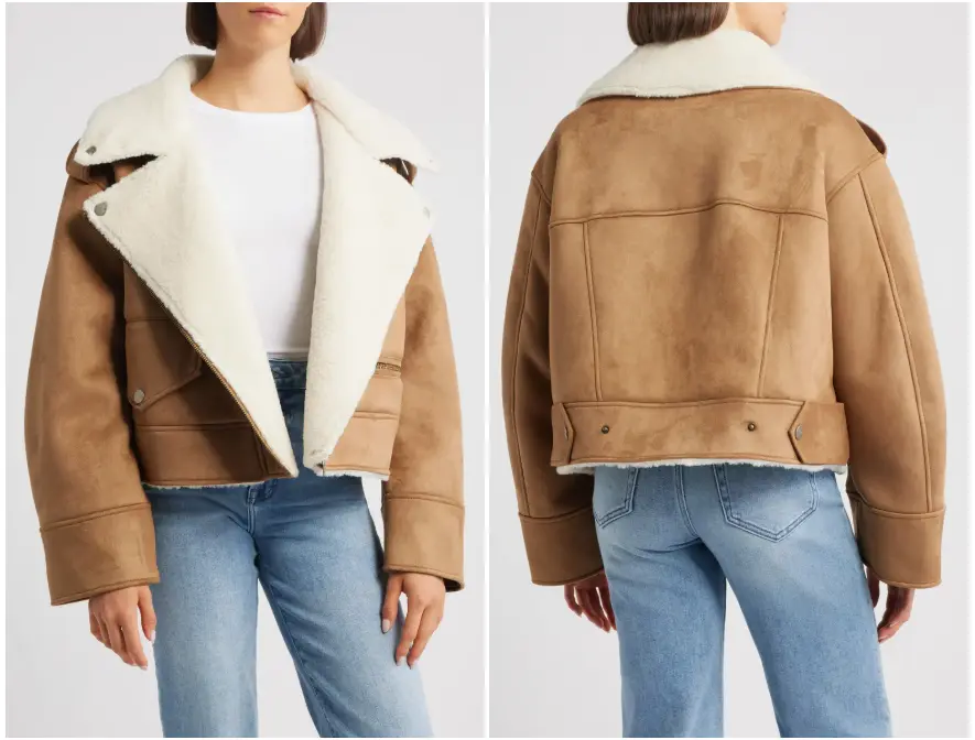 UCG Finnian Oversize Faux Suede & LuxeFluff Moto Jacket Deal at Nordstrom: Save…