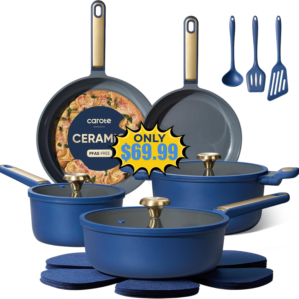CAROTE Ceramic Cookware Set Deal: Save 65%
