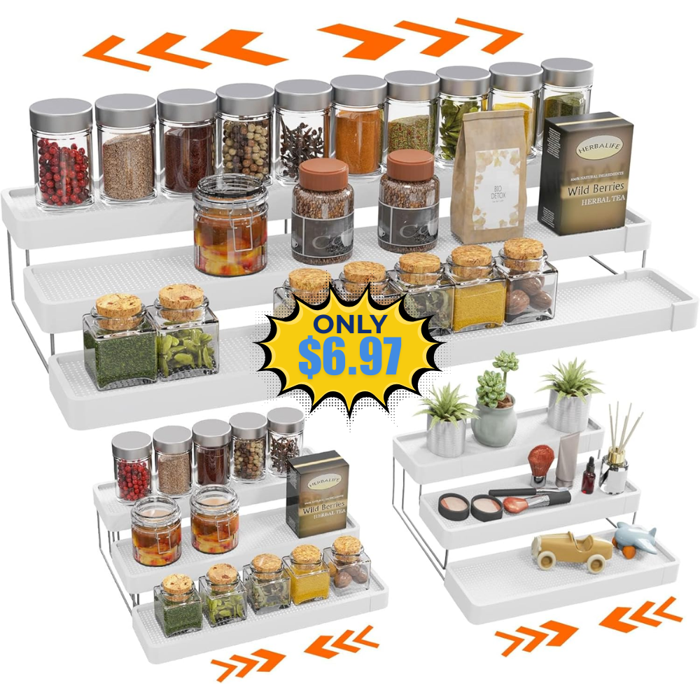 3 Tier Adjustable Cabinet Spice Organizer Deal: Save 18%