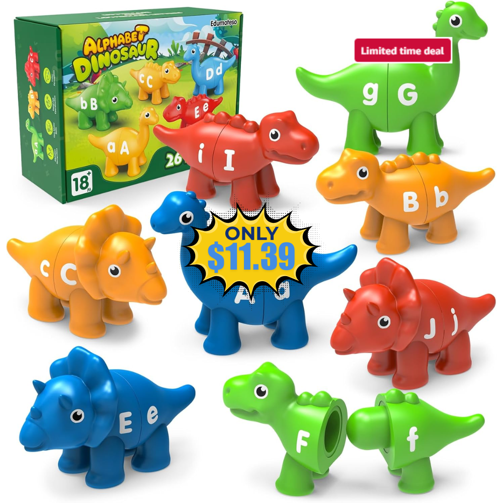 26PCS Dinosaur Alphabet Learning Toys Deal: Save 59%