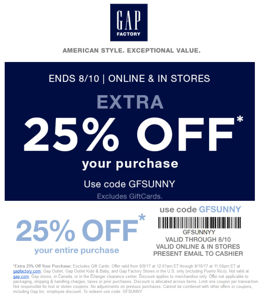 Gap Factory Clearance Deal: Extra 50% Off + Free Shipping at Gap