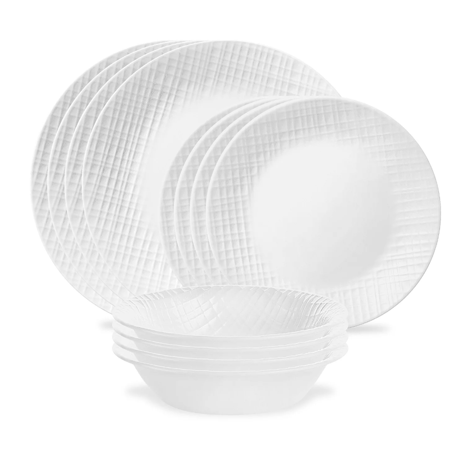 Corelle Embossed Linen Weave 12-pc. Dinnerware Set Deal at Kohl’s: Save $32