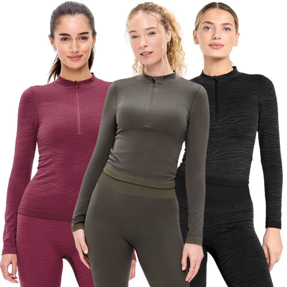 Seamless Jacquard Mock-Neck Half-Zip Top Deal at Old Navy: Save 89%