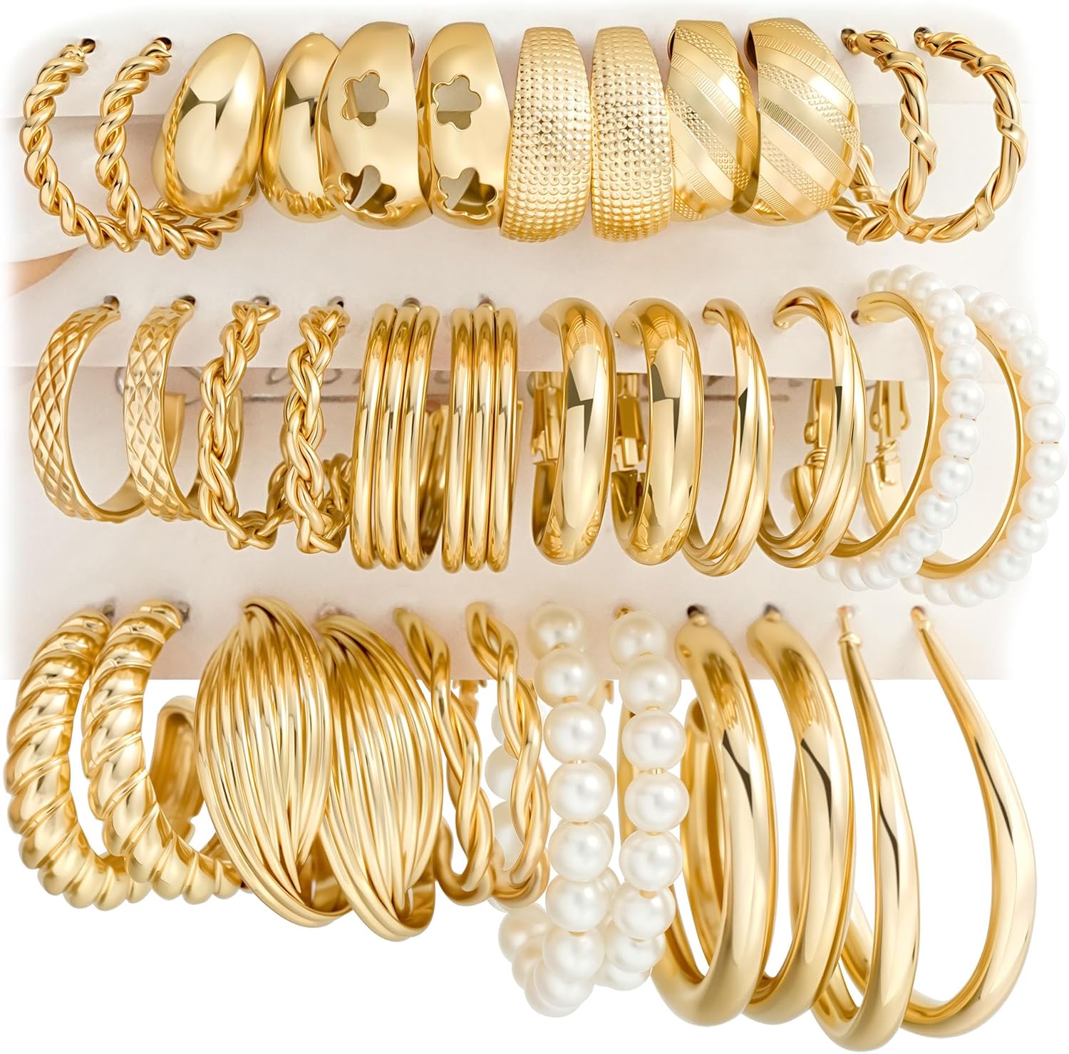 Gold Hoop Earrings Set for Women, 18 Pairs Hypoallergenic Ch deal at Amazon