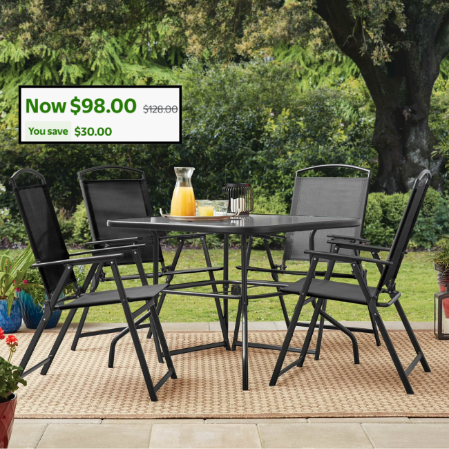 5-Piece Steel Outdoor Patio Dining Set Deal: Save $30 at Walmart