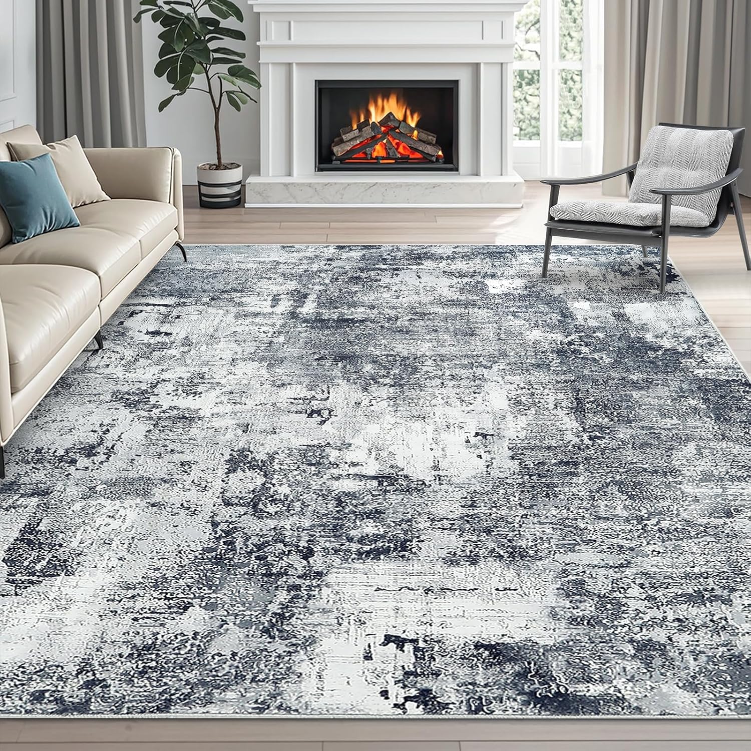 Dintszyayue Washable Rugs 5X7 Large Neutral Modern Non Slip  deal at Amazon