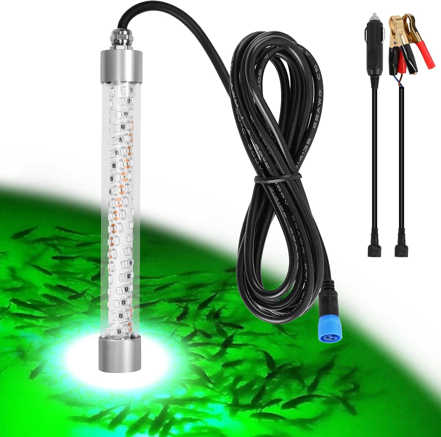 XXK F1 12V Underwater Green Fishing Light, 100W LED Fishing  deal at Amazon