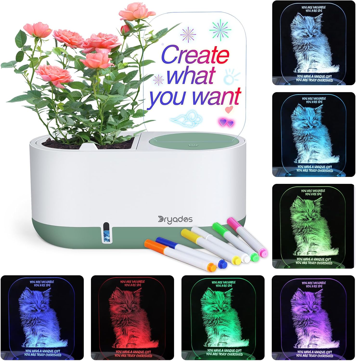 Self-Watering Plant Pot with LED Note Board & 7 Colors Pen A deal at Amazon