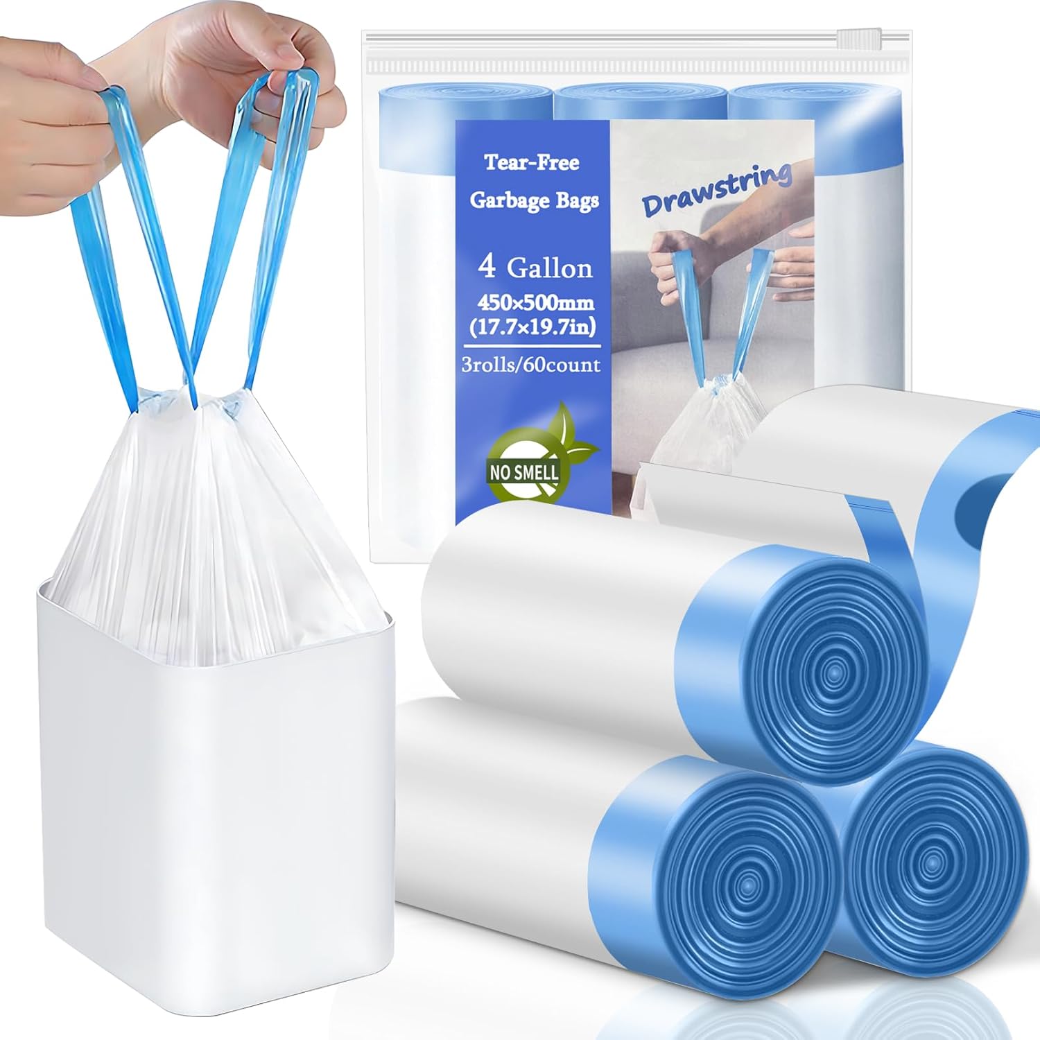 4 Gallon Trash Bags Drawstring, Small Trash Bags Tear-Free, deal at Amazon