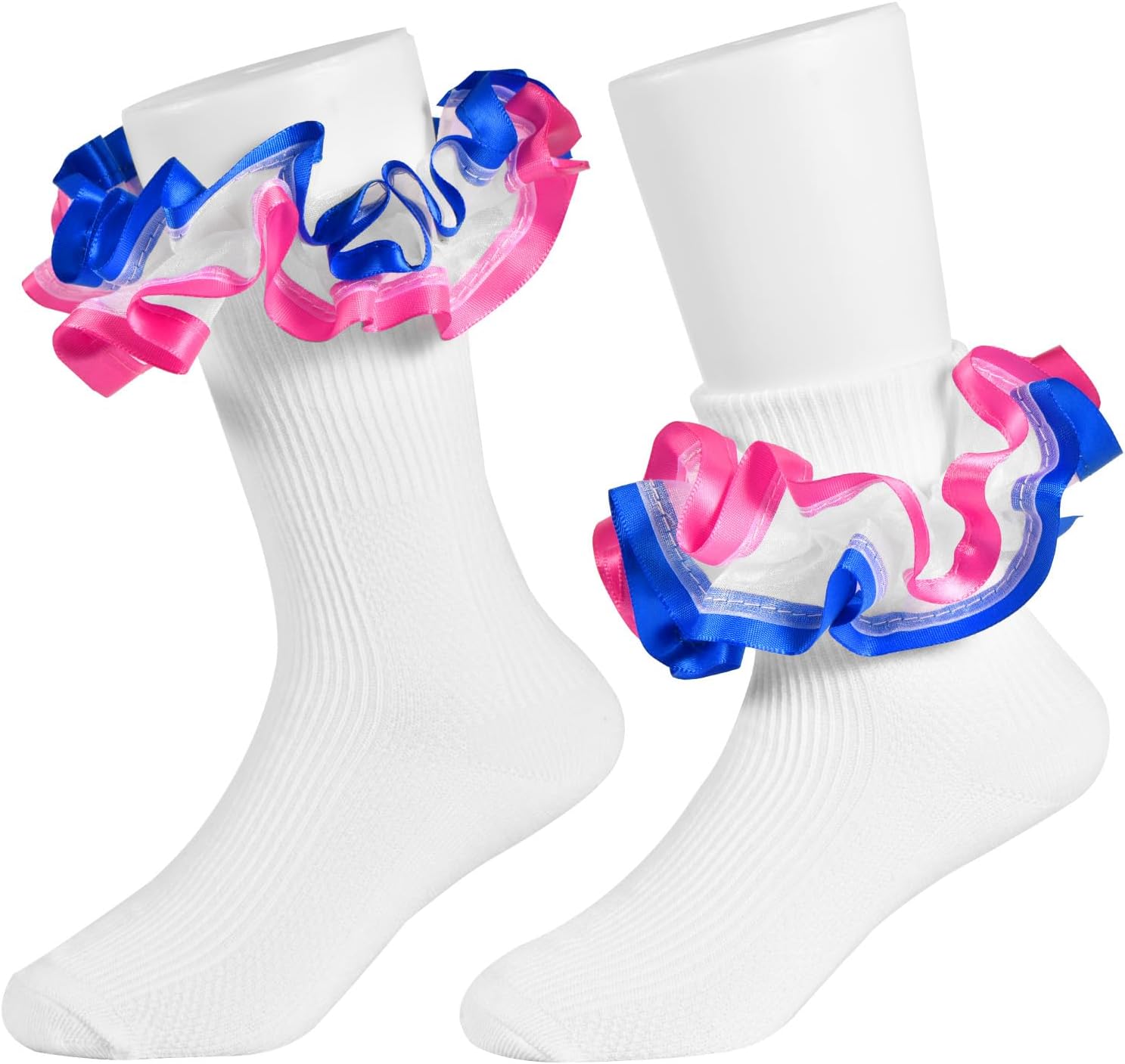 WBZOTSS Toddler Girls Two Tone Lace Ruffle Socks, Double Tur deal at Amazon