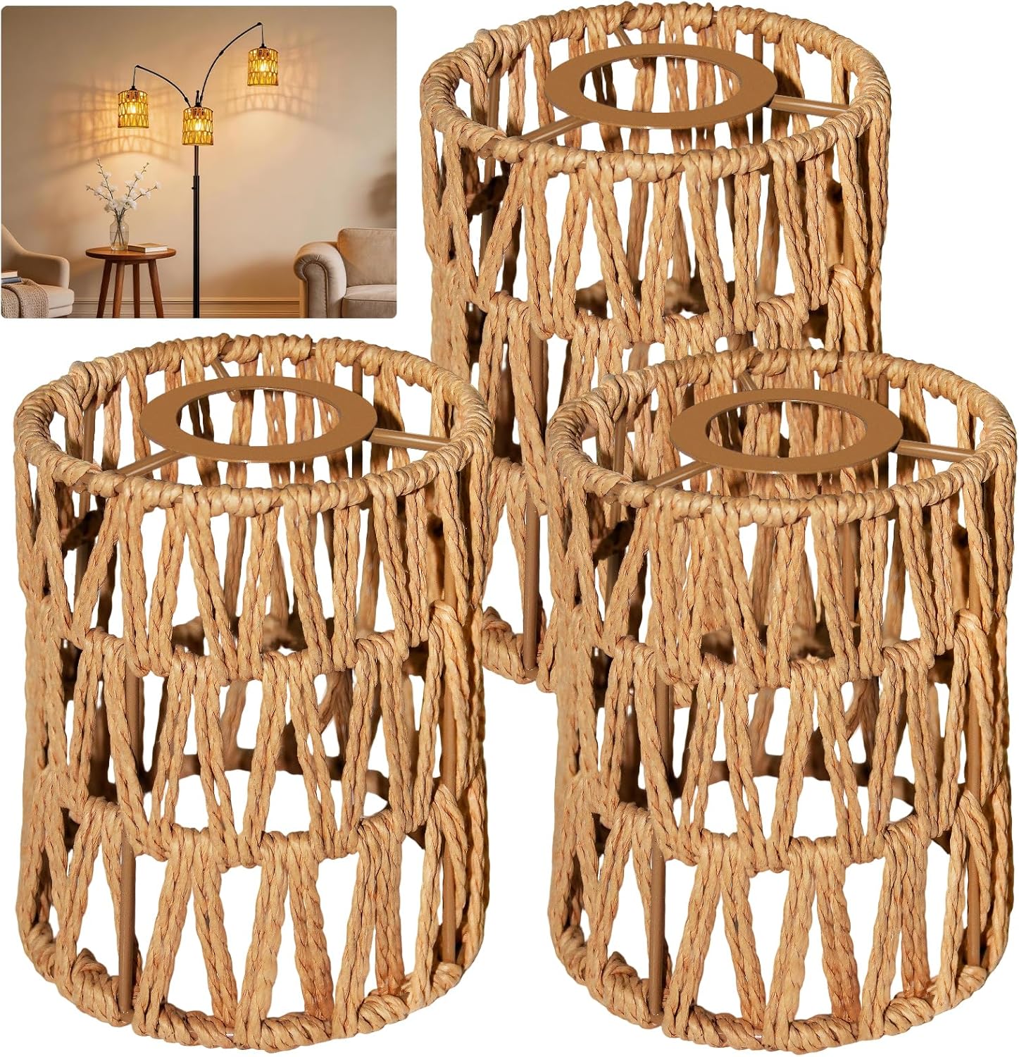 LUCORUSC 3 Pack Rattan Lamp Shades Boho Hanging Light Lamp S deal at Amazon