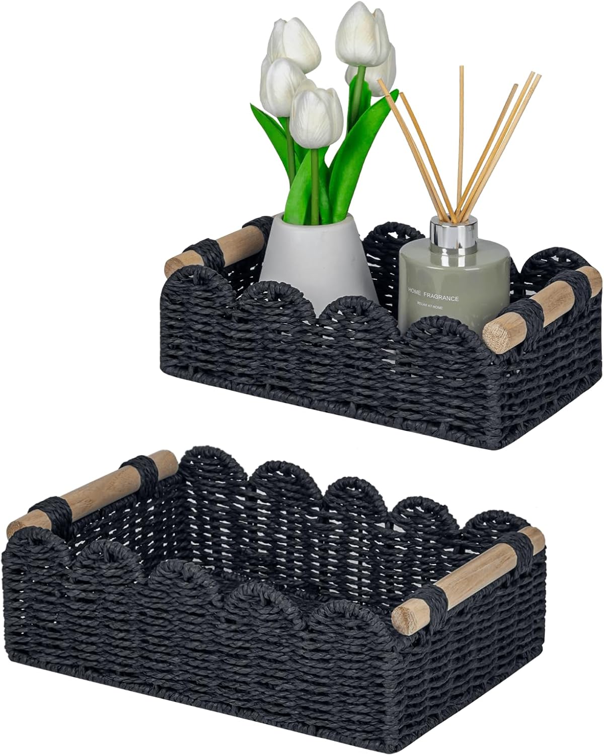 CubesLand Scalloped Edge Decor Baskets for Home, Living Room deal at Amazon