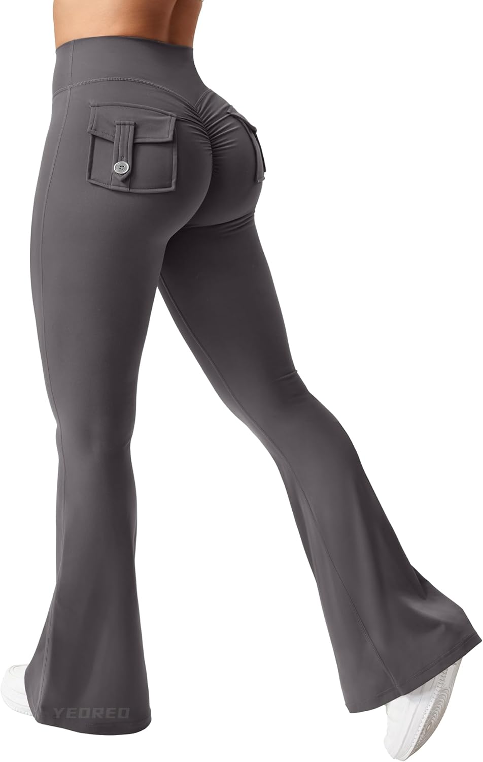 YEOREO CoreFlex Flare Leggings with Pockets for Women Scrunc deal at Amazon