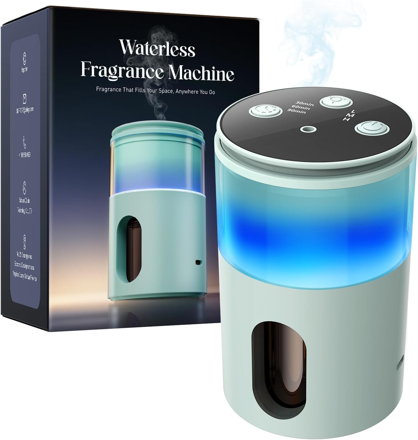 Pmsusoow Waterless Essential Oil Diffuser: 9 Colors LED Scen deal at Amazon