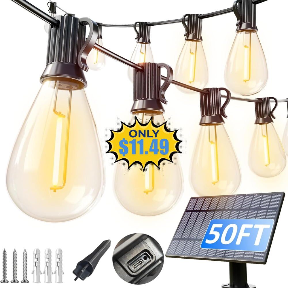 luckystyle 50FT Solar String Lights Outdoor Deal: Save with Promo Code