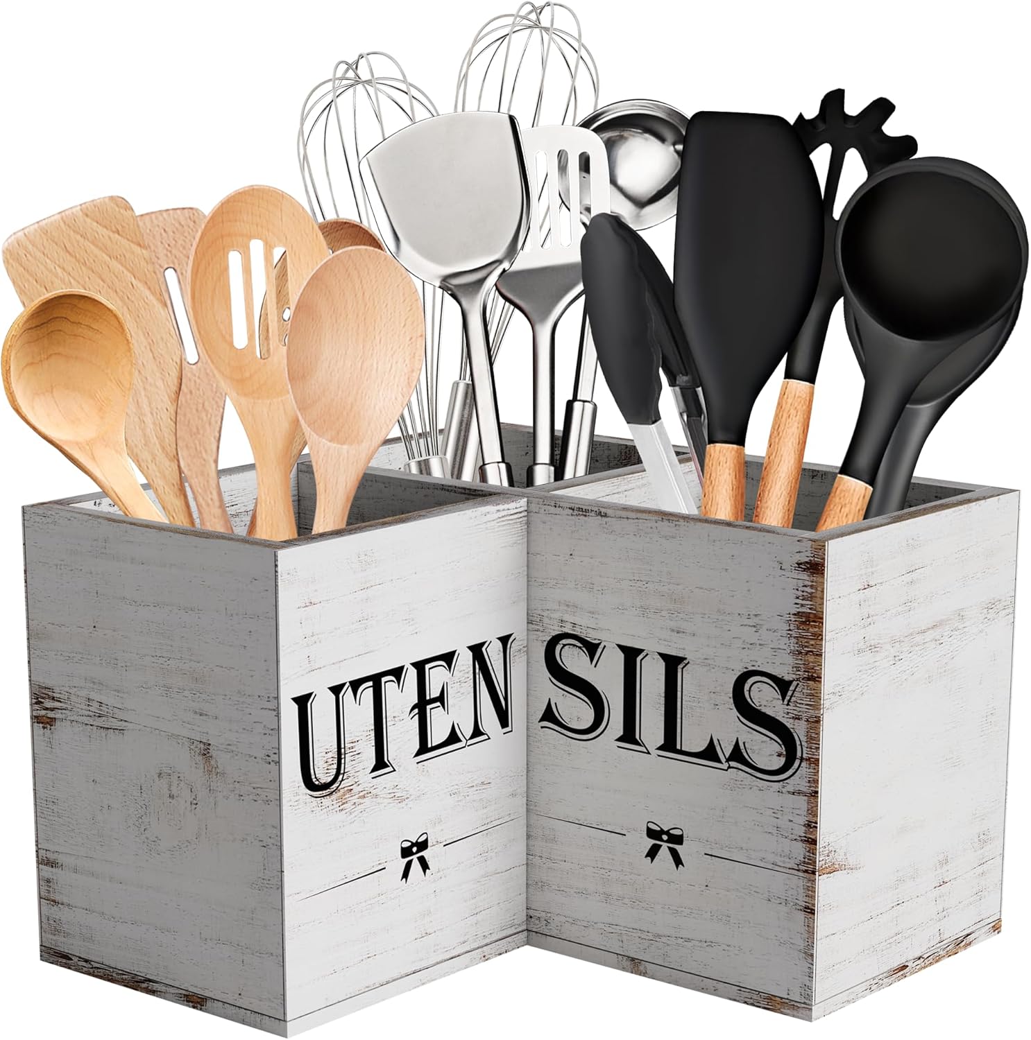 Suli Extra Large Utensil Holder with 3 Compartments,Corner K deal at Amazon