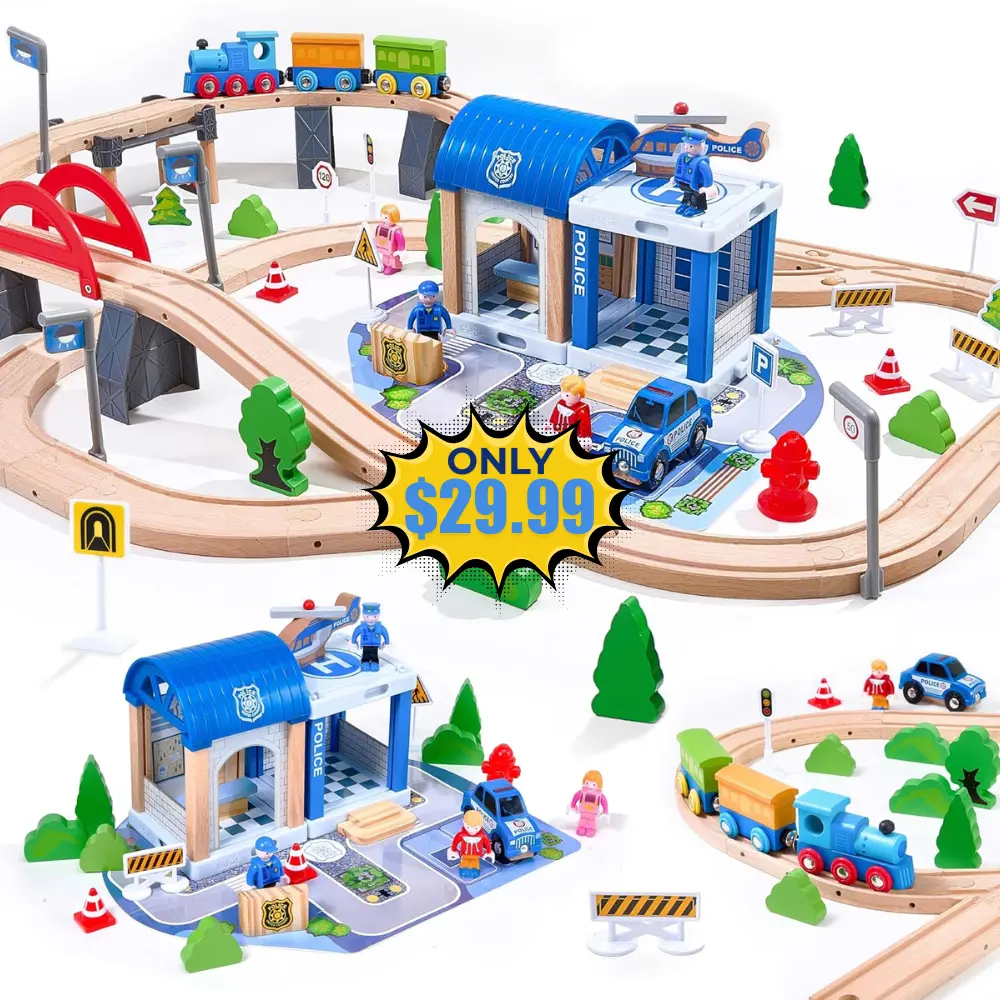 102Pcs Wooden Train Set Deal: Save 50%